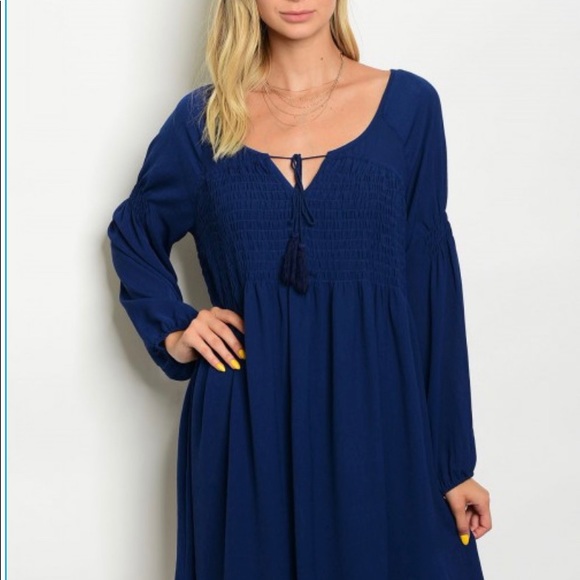 ✨🔥ADORABLE NAVY TASSLE TIE TUNIC SHIFT DRESS ✨ - Picture 2 of 4